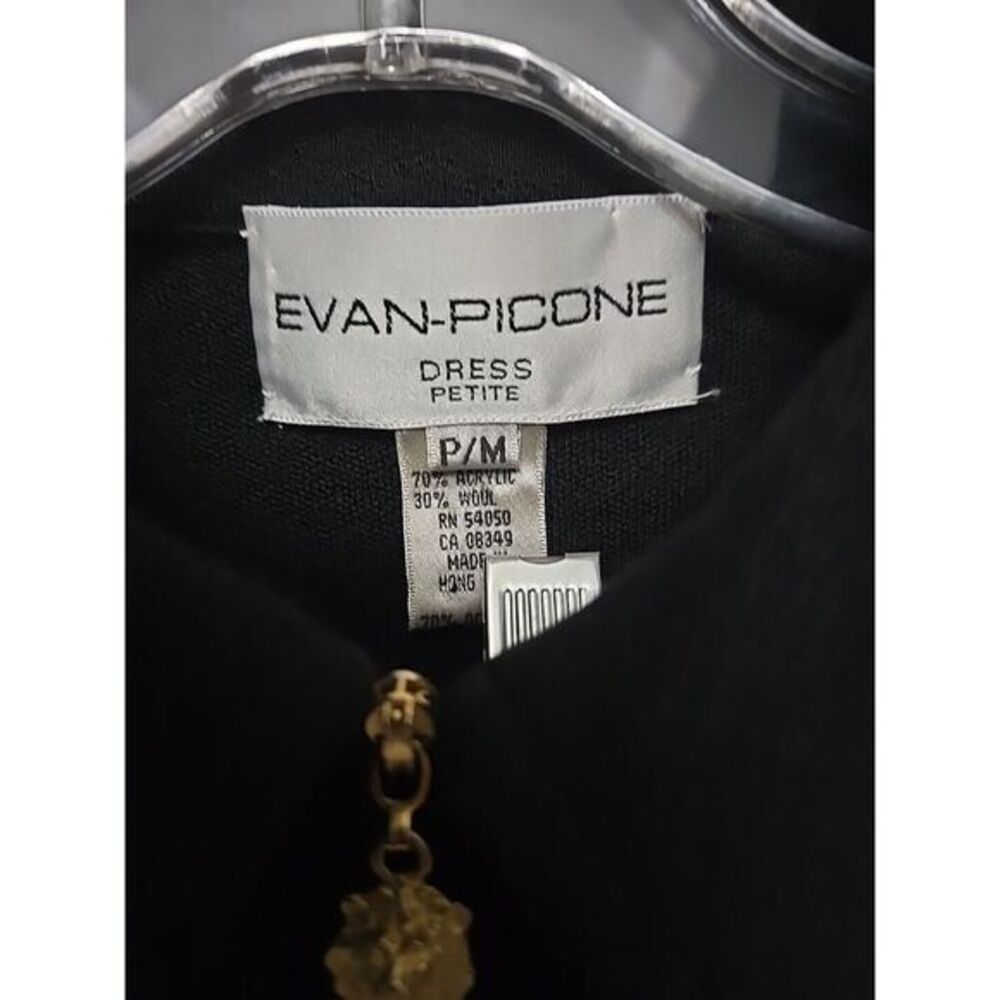 Evan Picone‎ Black DressWool blend Knit Zip Front size P/M - Picture 3 of 6